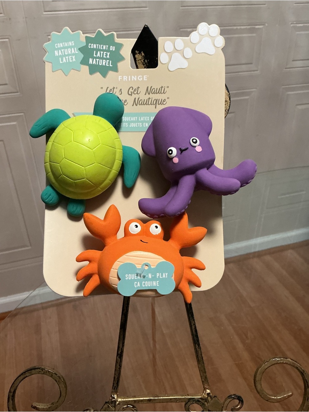 NEW Fringe Dog Toys “let’s Get Nauti ” Latex Frogs with Squeakers Set of 3
